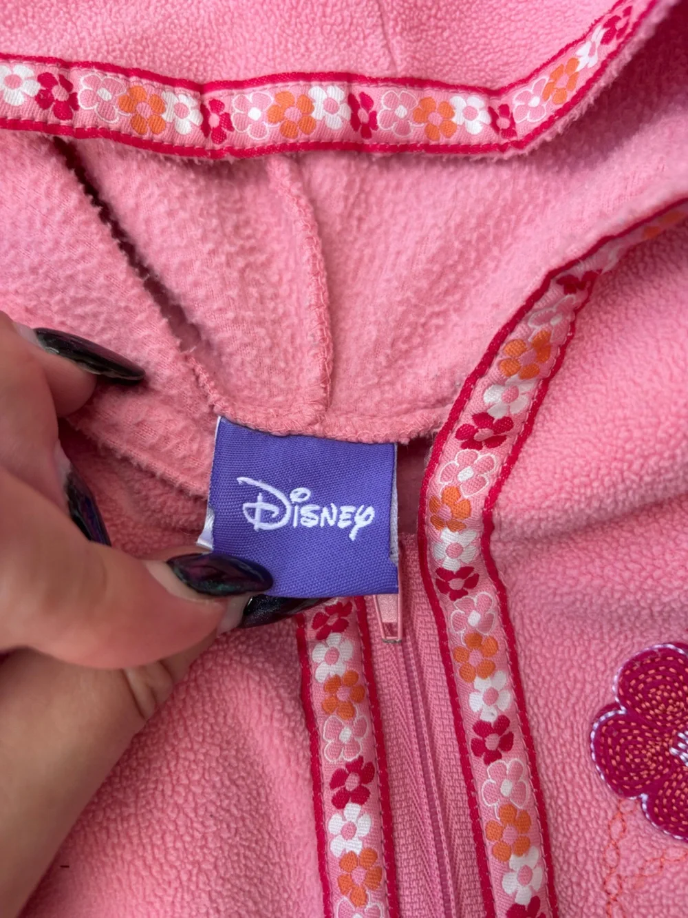 VTG DISNEY PEACH PINK POOH PIGLET FLEECE ZIP UP HOODED VEST SIZE 9 MONTHS